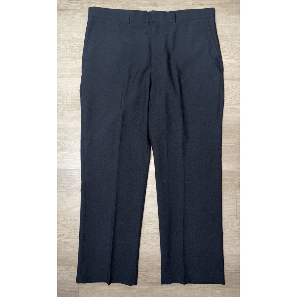 David Taylor Flexslax II Navy Black Polyester Dress Pants Size 40x30